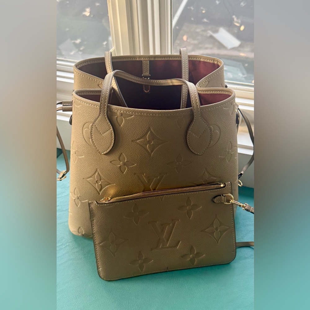 Louis Vuitton 
 Turtle dove Monogram Empreinte Neverfull MM Tote